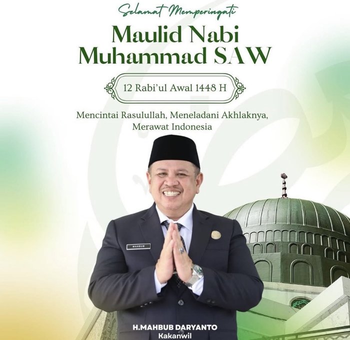 Sambut Maulid Nabi 1448 H, Kakanwil Kemenag Jambi H. Mahbub Daryanto Ajak Teladani Akhlak Rasulullah untuk Rawat Bangsa