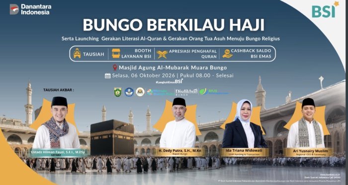 Dukung Gerakan Literasi Al-Qur'an, Pemkab Bungo dan Bank BSI Gelar Tausiah Akbar di Masjid Agung Dukung Gerakan Literasi Al-Qur'an, Pemkab Bungo dan Bank BSI Gelar Tausiah Akbar di Masjid Agung