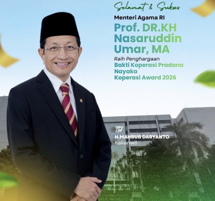 Berkontribusi Besar Bagi Ekonomi Umat, Menag Nasaruddin Umar Raih Penghargaan Bakti Koperasi Pradana Nayaka 2026