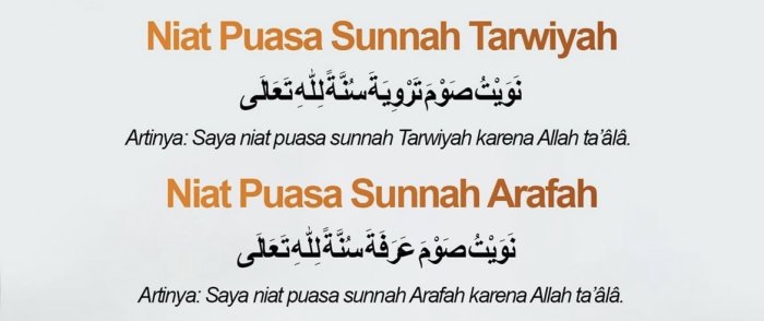 Panduan Niat Puasa Tarwiyah dan Arafah Lengkap Panduan Niat Puasa Tarwiyah dan Arafah Lengkap