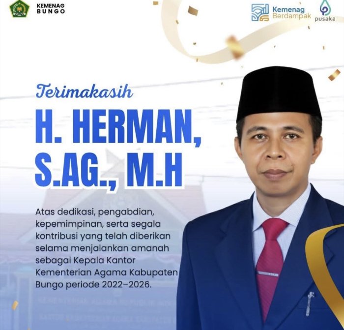 Babak Baru Kemenag Bungo, Jajaran Pegawai Haturkan Terima Kasih Kepada H. Herman Babak Baru Kemenag Bungo, Jajaran Pegawai Haturkan Terima Kasih Kepada H. Herman