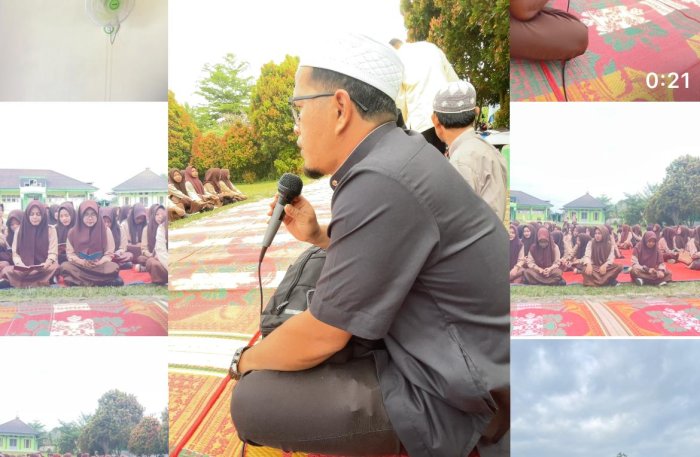 Membentuk Generasi Robbani: Badrul Husni, S.Pd.I., Gr. Pandu Doa Bersama Siswa setelah Yassinan