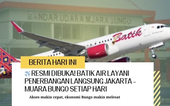 Bungo dan Lion Group Sepakati Pembukaan Rute Batik Air Bungo dan Lion Group Sepakati Pembukaan Rute Batik Air