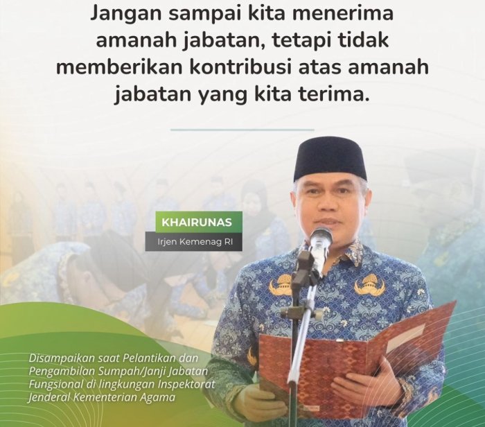 Kemenag RI Lantik Pejabat Fungsional Baru, Irjen Khairunas Tekankan Kontribusi Nyata Kemenag RI Lantik Pejabat Fungsional Baru, Irjen Khairunas Tekankan Kontribusi Nyata