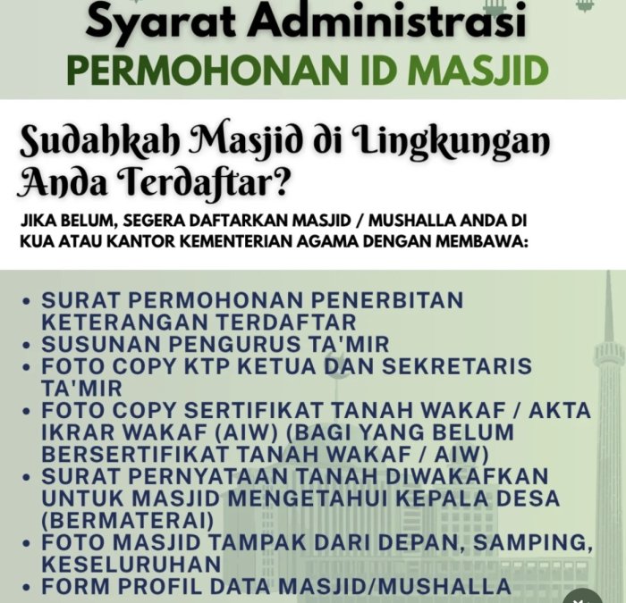 Kemenag Bungo Imbau Masjid Segera Daftar ID Resmi Kemenag Bungo Imbau Masjid Segera Daftar ID Resmi