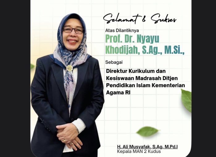Prof. Dr. Nyayu Khodijah Resmi Dilantik Sebagai Direktur KSKK Madrasah Ditjen Pendis Kemenag RI Prof. Dr. Nyayu Khodijah Resmi Dilantik Sebagai Direktur KSKK Madrasah Ditjen Pendis Kemenag RI