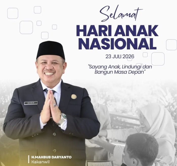 Peringati Hari Anak Nasional 2026, Kakanwil Kemenag Jambi Tegaskan Komitmen Perlindungan dan Kesejahteraan Anak Peringati Hari Anak Nasional 2026, Kakanwil Kemenag Jambi Tegaskan Komitmen Perlindungan dan Kesejahteraan Anak