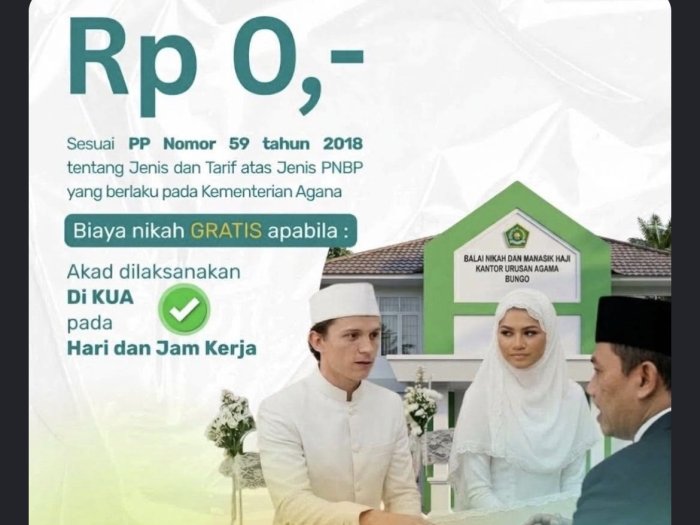 Biaya Nikah di KUA Bungo Gratis Sesuai Aturan Pemerintah Biaya Nikah di KUA Bungo Gratis Sesuai Aturan Pemerintah