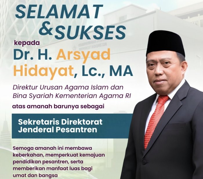 Resmi Dilantik Menag, Dr. H. Arsad Hidayat Emban Amanah Baru sebagai Sekretaris Ditjen Pesantren Resmi Dilantik Menag, Dr. H. Arsad Hidayat Emban Amanah Baru sebagai Sekretaris Ditjen Pesantren