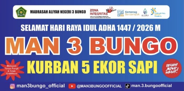 MAN 3 Bungo Laksanakan Penyembelihan Lima ekor Sapi Kurban esok pagi