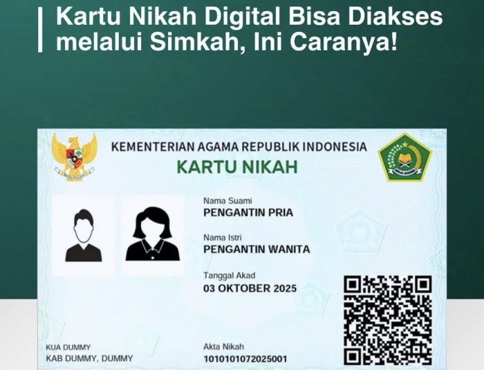Kemenag Mudahkan Pasangan Suami-Istri, Kartu Nikah Digital Kini Bisa Diakses Online Melalui Simkah Kemenag Mudahkan Pasangan Suami-Istri, Kartu Nikah Digital Kini Bisa Diakses Online Melalui Simkah