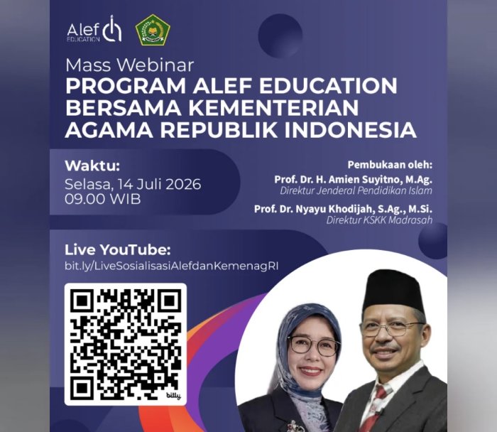 Akselerasi Transformasi Digital, Kemenag RI dan Alef Education Gelar Mass Webinar Terbuka
