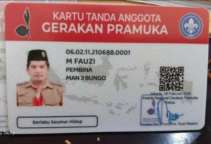 Anggota Gerakan Pramuka Pangkalan MAN 3 Bungo Resmi Miliki KTA Nasional
