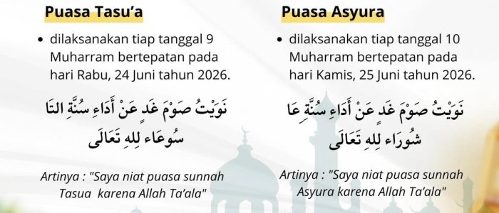 Panduan Niat dan Jadwal Puasa Tasua dan Asyura 2026 Panduan Niat dan Jadwal Puasa Tasua dan Asyura 2026