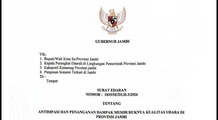Surat Edaran Gubernur Jambi Terbit: Langkah Tegas Antisipasi Dampak Memburuknya Kualitas Udara