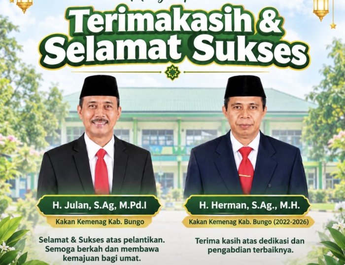 Senin Lusa, Kemenag Bungo Gelar Acara Pisah Sambut H. Herman dan H. Julan Senin Lusa, Kemenag Bungo Gelar Acara Pisah Sambut H. Herman dan H. Julan