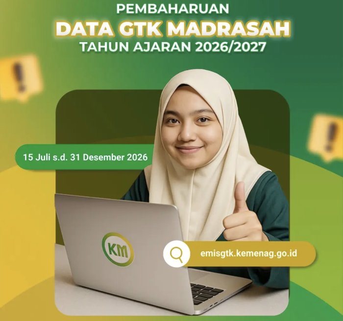 Kemenag Rilis Edaran Pembaruan Data GTK Madrasah Tahun Pelajaran 2026/2027 via EMIS Kemenag Rilis Edaran Pembaruan Data GTK Madrasah Tahun Pelajaran 2026/2027 via EMIS