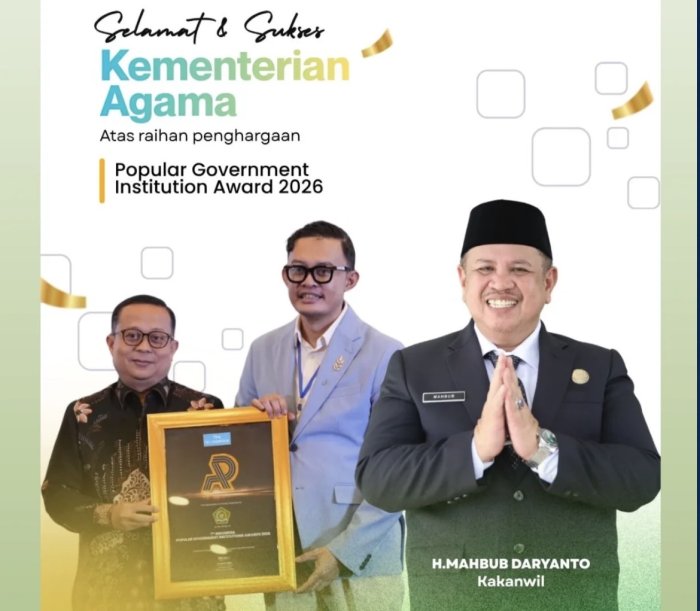 Kinerja Komunikasi Publik Diapresiasi, Kementerian Agama Raih Popular Government Institution Award 2026 Kinerja Komunikasi Publik Diapresiasi, Kementerian Agama Raih Popular Government Institution Award 2026