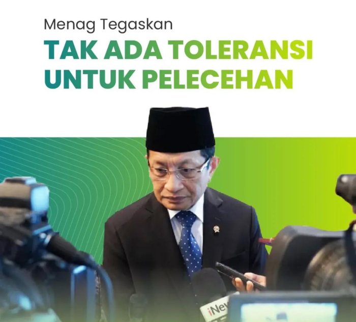 Menteri Agama Tegaskan Sikap Nol Toleransi pada Pelecehan Menteri Agama Tegaskan Sikap Nol Toleransi pada Pelecehan
