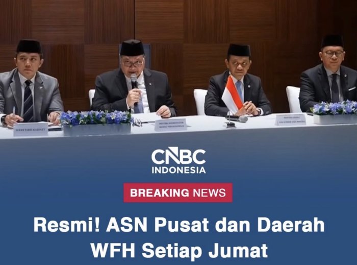 Pemerintah Terapkan WFH untuk ASN Setiap Jumat